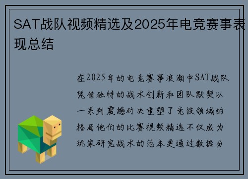 SAT战队视频精选及2025年电竞赛事表现总结